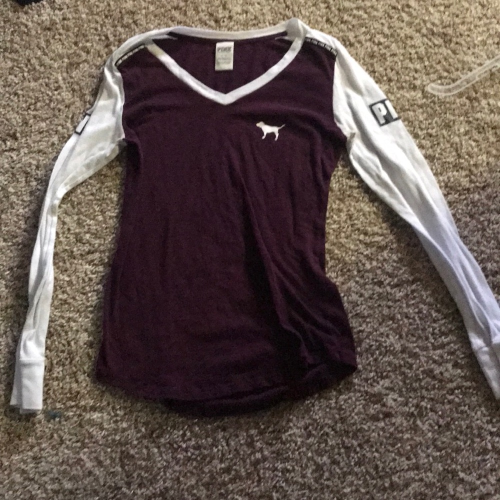 Maroon/white PINK long sleeve